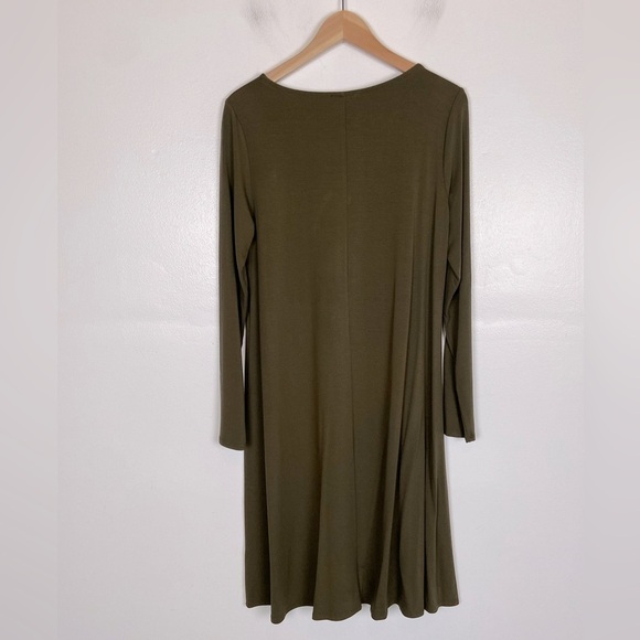 Eileen Fisher Soft Knit Long Sleeves Midi Dress Size M Color Green USA - Picture 3 of 7